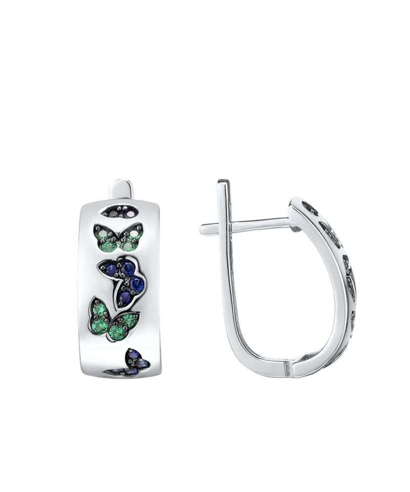 Hõbedast kõrvarõngad spinellide ja nanosafiiridega