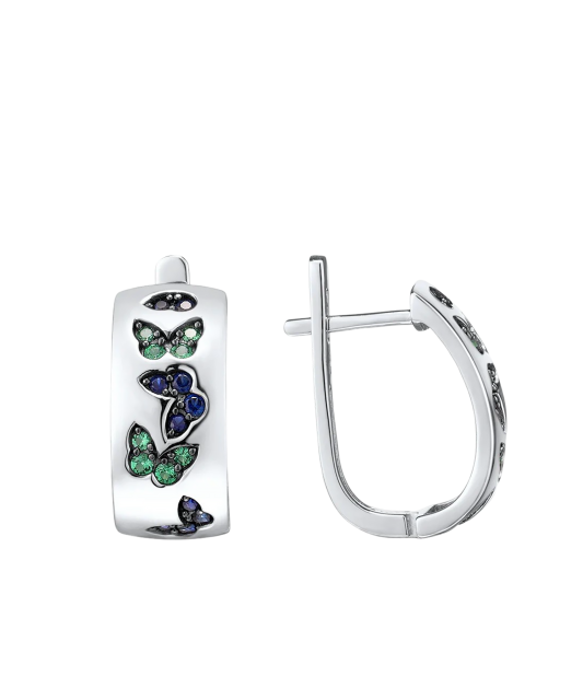 Hõbedast kõrvarõngad spinellide ja nanosafiiridega