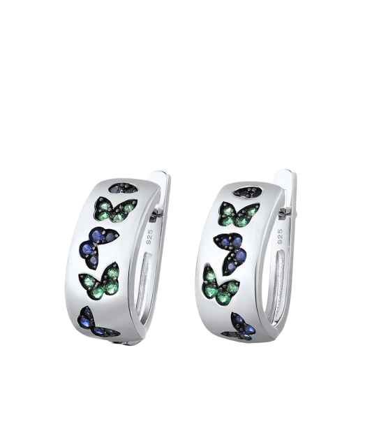 Серебряные серьги со шпинелями и нано-сапфирами