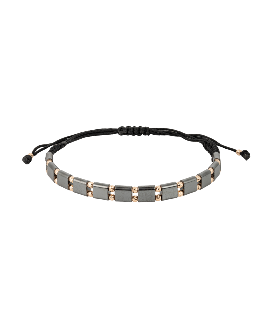 Mustast lõngast käevõru kulla ja Hematiitidega