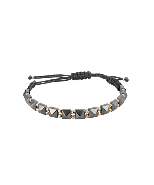 Mustast lõngast käevõru kulla ja Hematiitidega