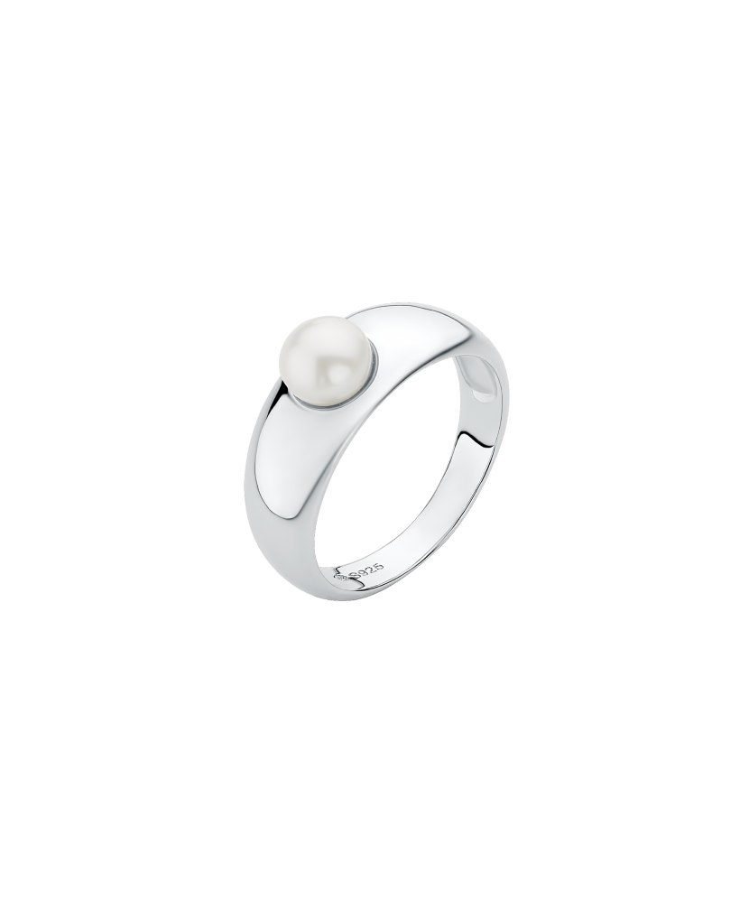 Hõbesõrmus pärli ja  tsirkoonidega