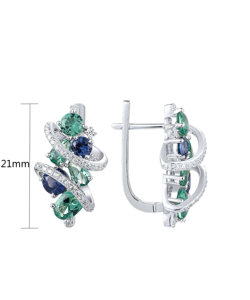 Hõbekõrvarõngad tsirkoonidega ja spinelliga