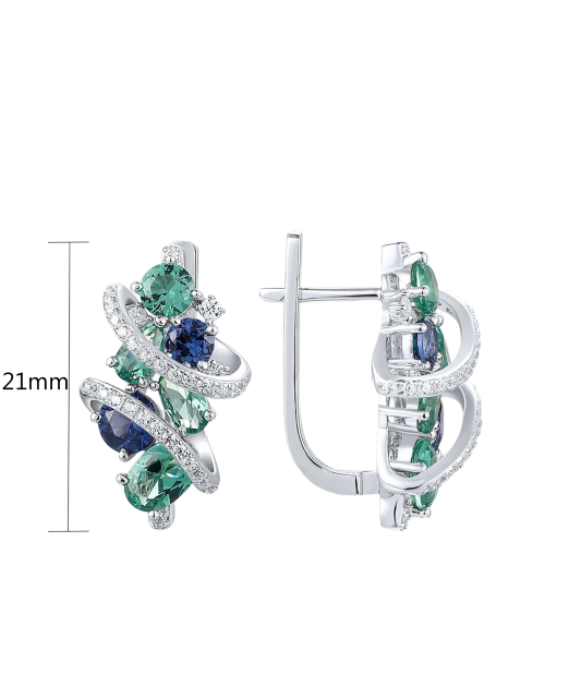 Hõbekõrvarõngad tsirkoonidega ja spinelliga