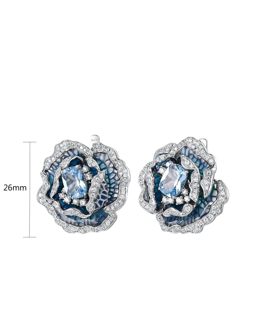 Hõbedast kõrvarõngad tsirkoonemaili ja spinellidega "Lill"