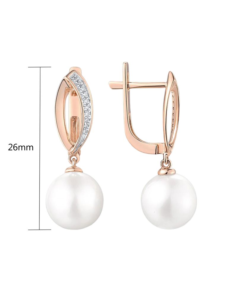 Серьги из золота с бриллиантами и жемчугом