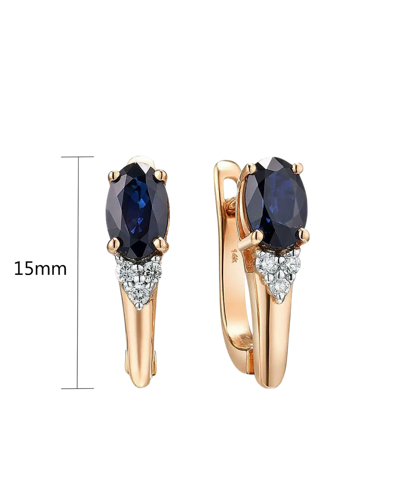 Серьги из золота с бриллиантами и сапфиром