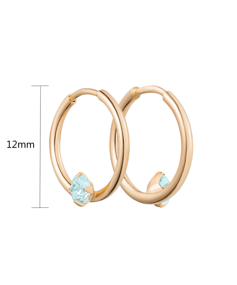 Золотые серьги конго (кольца) с цирконом 12мм