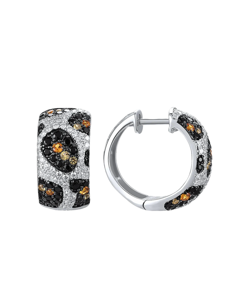 Серьги из серебра с цирконом и шпинели