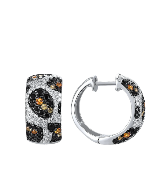 Серьги из серебра с цирконом и шпинели