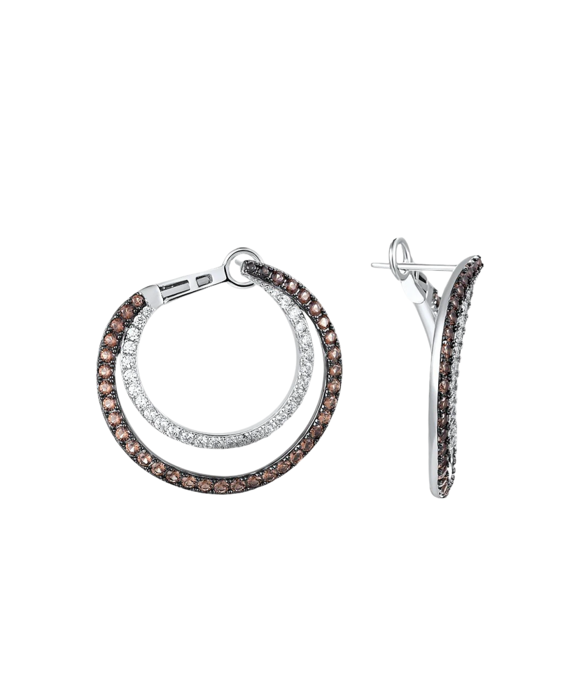 Серьги из серебра с цирконом и шпинели