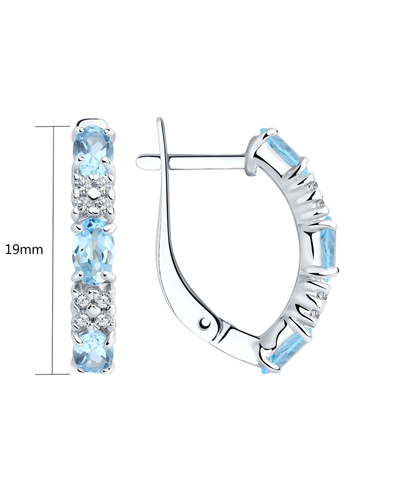 Серьги из серебра с топазом и цирконами