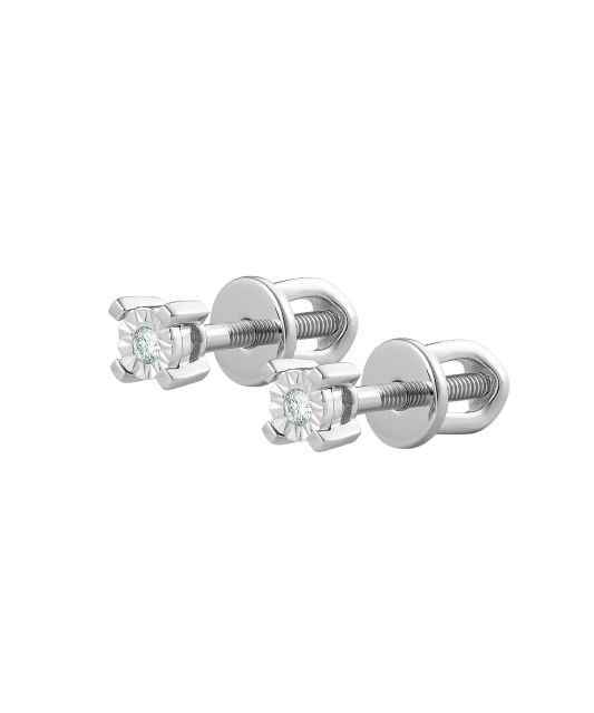 Valgest kullast kõrvarõngad briljantidega