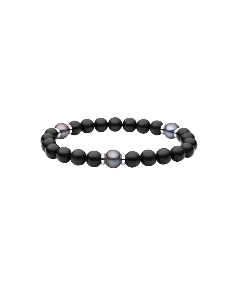 Браслет с ониксами и жемчугом