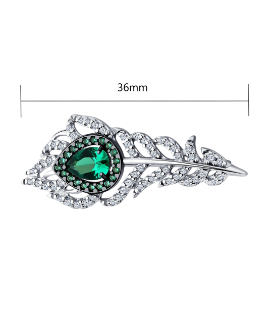 Серебряная брошь с цирконами