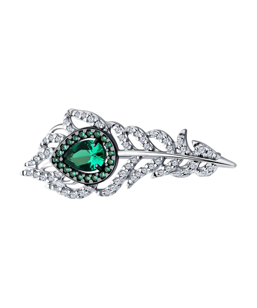 Серебряная брошь с цирконами