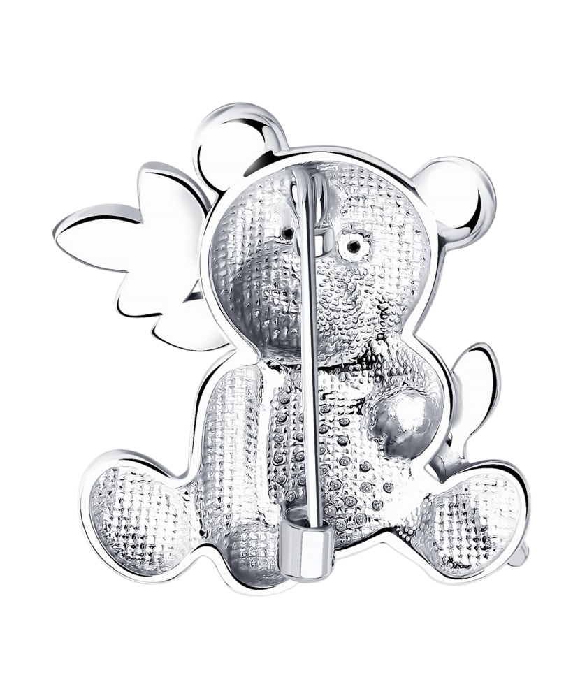 hõbedane pross emaili ja tsirkoonidega