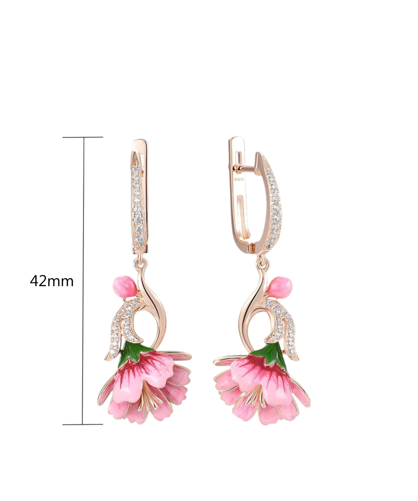 Kullatud Hõbedast kõrvarõngad tsirkoonide ja emailiga