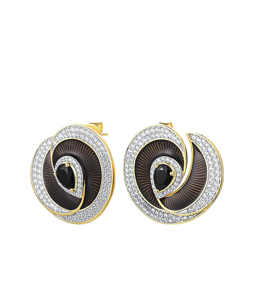 Kullatud Hõbedast kõrvarõngad tsirkoonide ja emailiga