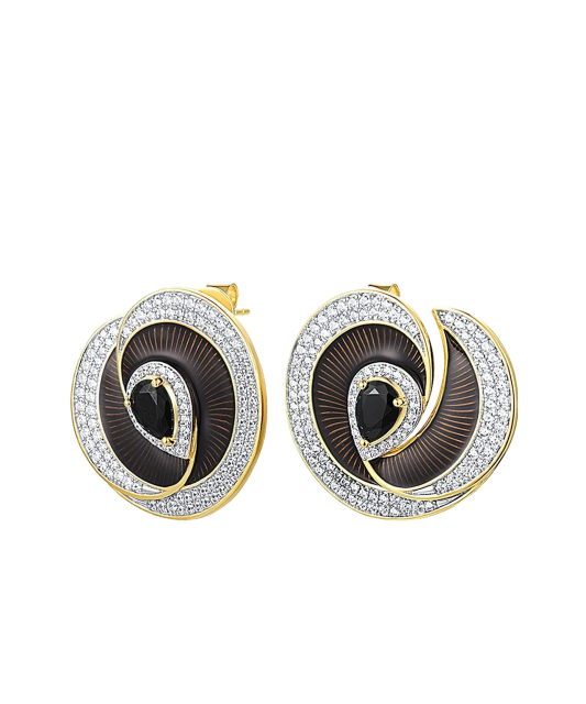 Kullatud Hõbedast kõrvarõngad tsirkoonide ja emailiga