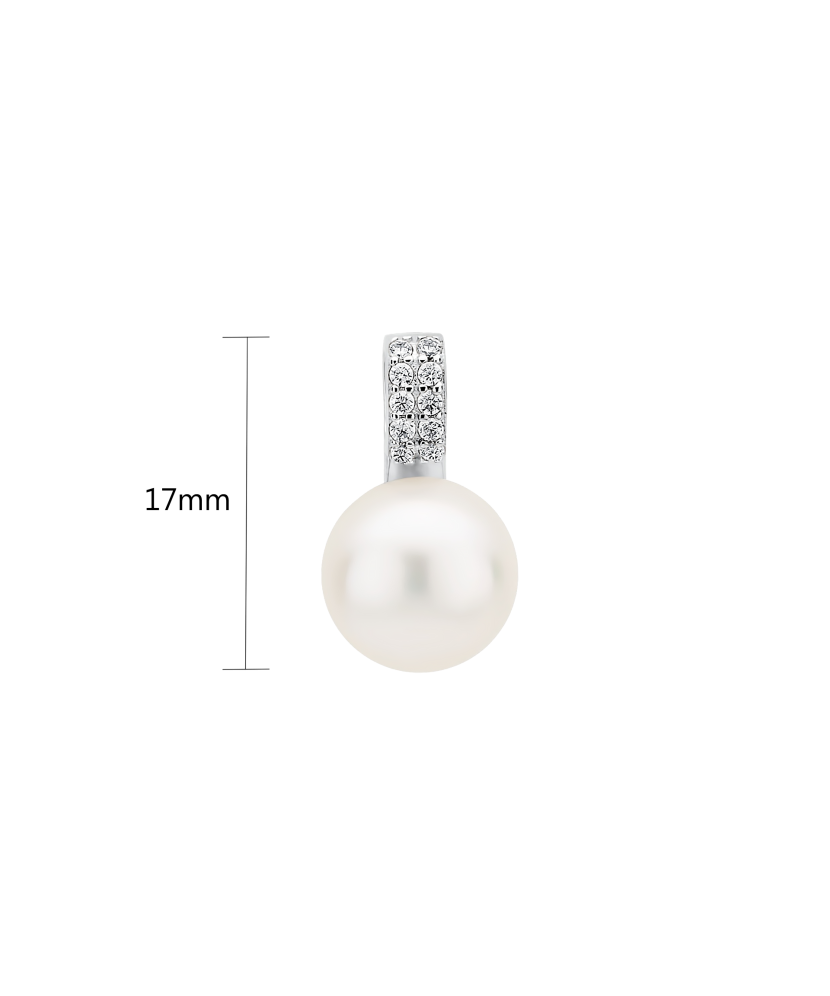 Серебряный подвеска с жемчугом и цирконами