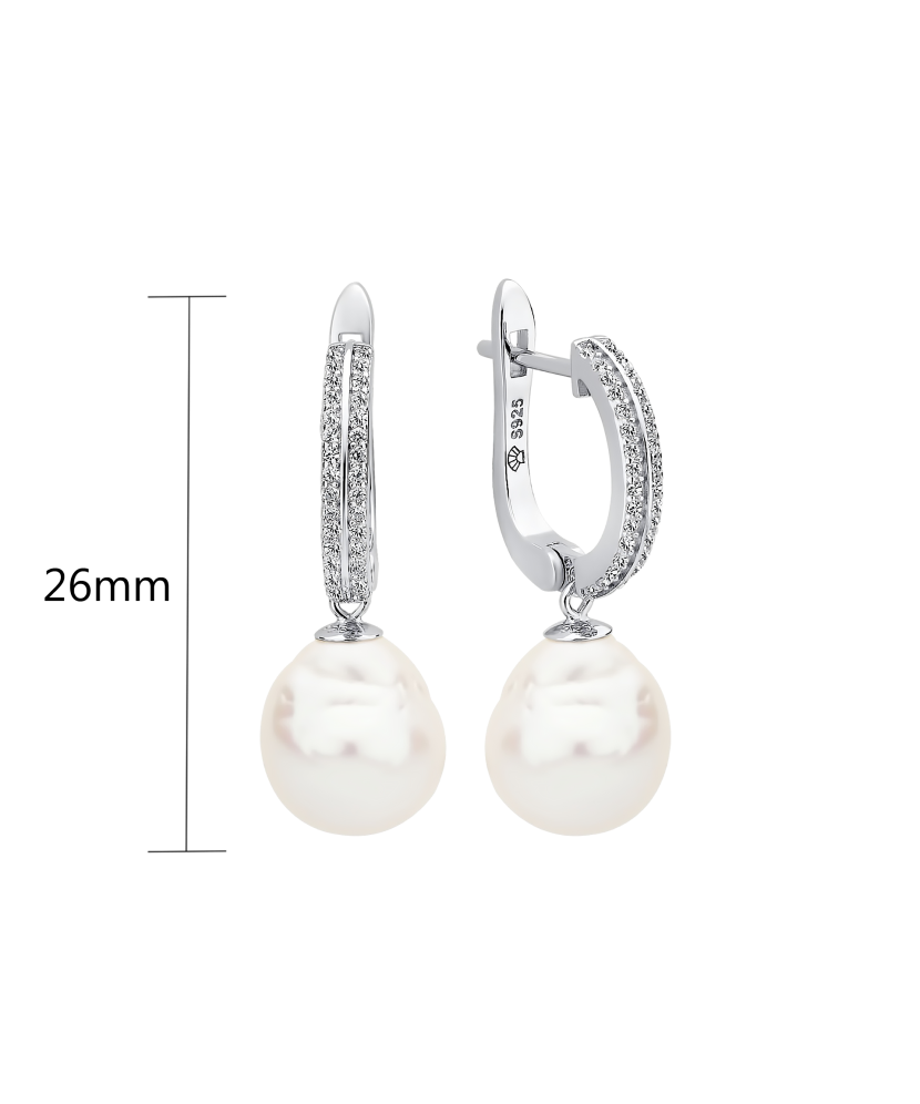 Hõbekõrvarõngad Kasumi pärlite ja tsirkoonidega