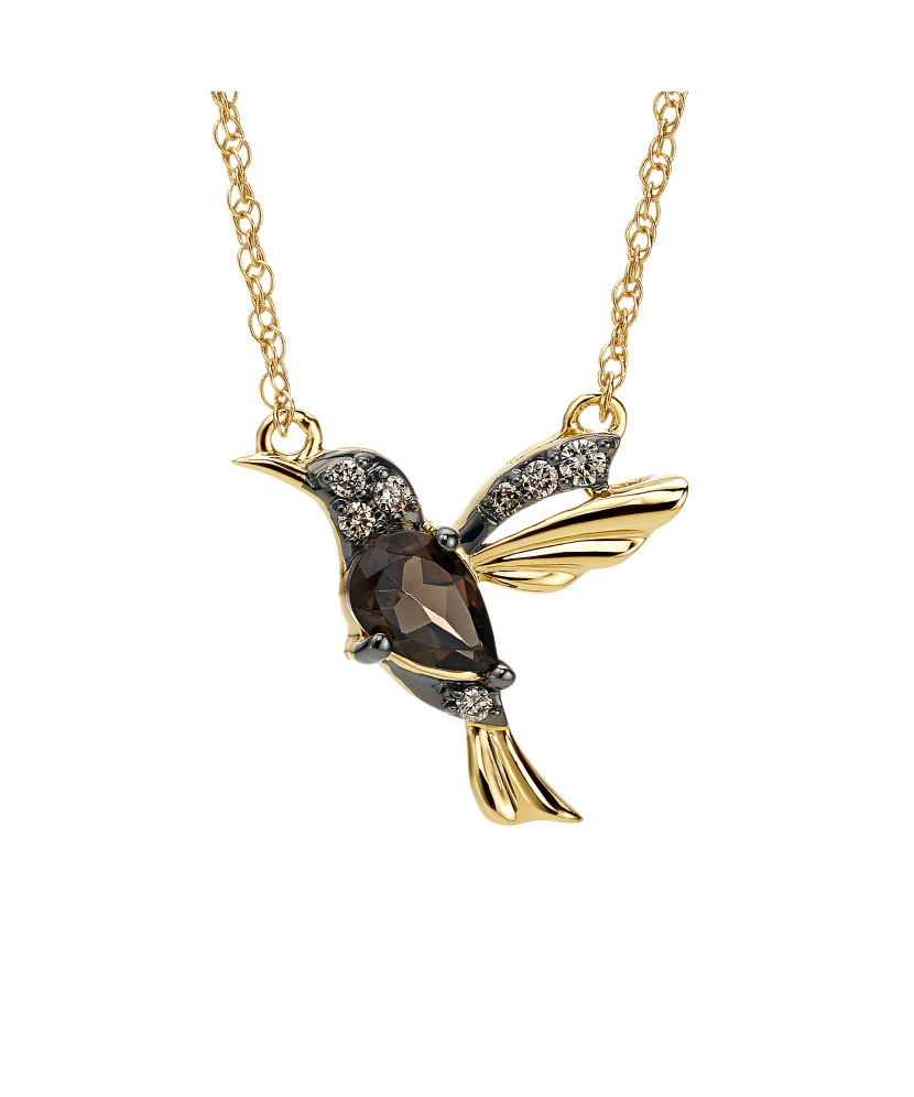 Kollase kuldkett suitsukvartsiga ja briljandiga ripatsiga