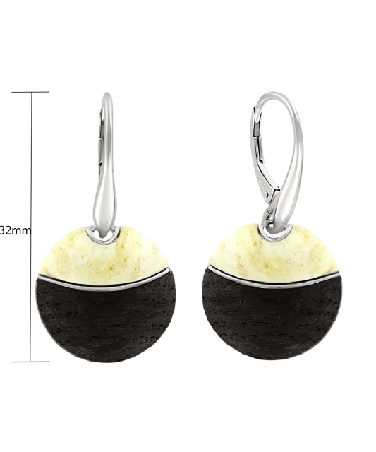 Hõbekõrvarõngad merevaigu ja puiduga