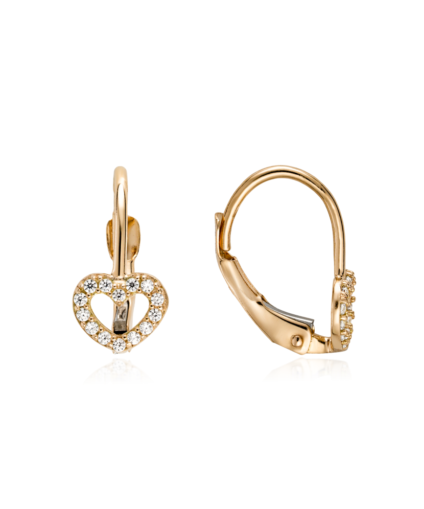 Kuldkõrvarõngad tsirkoonidega "Südamed" Goldinga X10-X10ZE0204-R