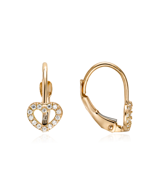 Kuldkõrvarõngad tsirkoonidega "Südamed" Goldinga X10-X10ZE0204-R