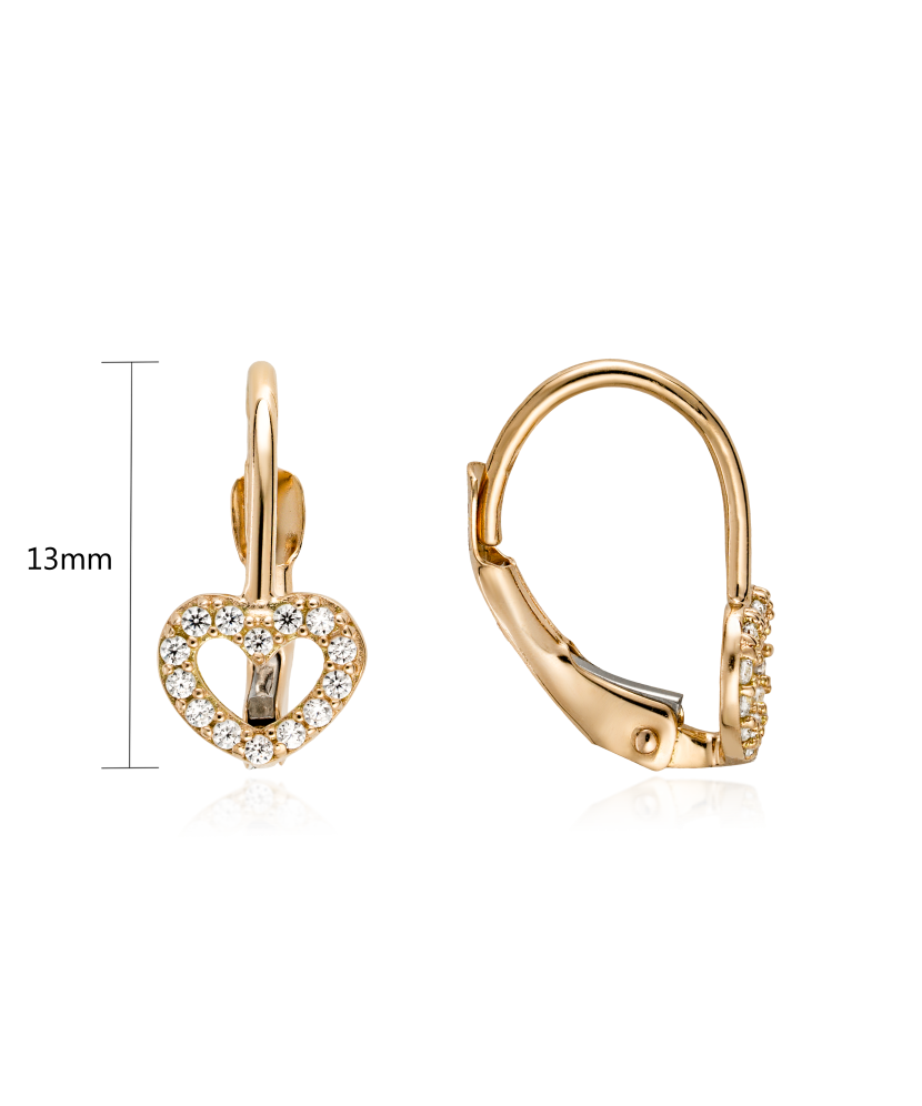 Kuldkõrvarõngad tsirkoonidega "Südamed" Goldinga X10-X10ZE0204-R