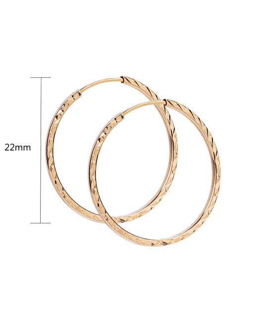 Kuldkõrvarõngad graveeritud rõngad 22mm