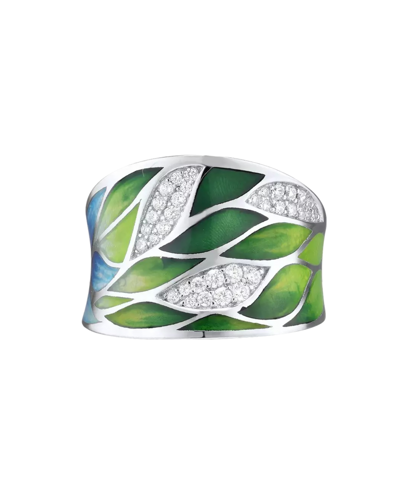 Hõbesõrmus emailiga ja tsirkooniga