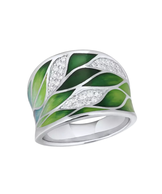 Hõbesõrmus emailiga ja tsirkooniga