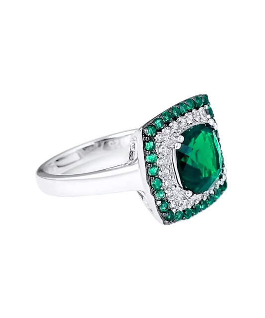 Серебряное кольцо со шпинелями и цирконами