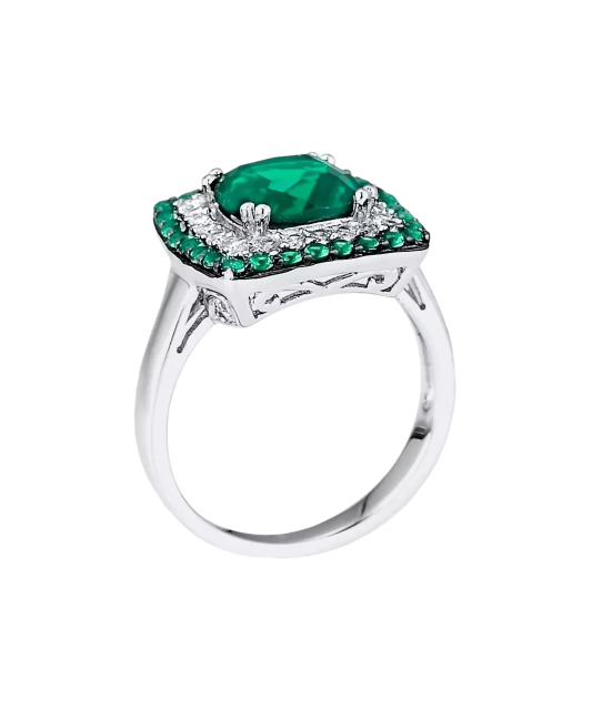 Серебряное кольцо со шпинелями и цирконами