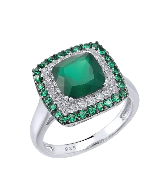 Серебряное кольцо со шпинелями и цирконами