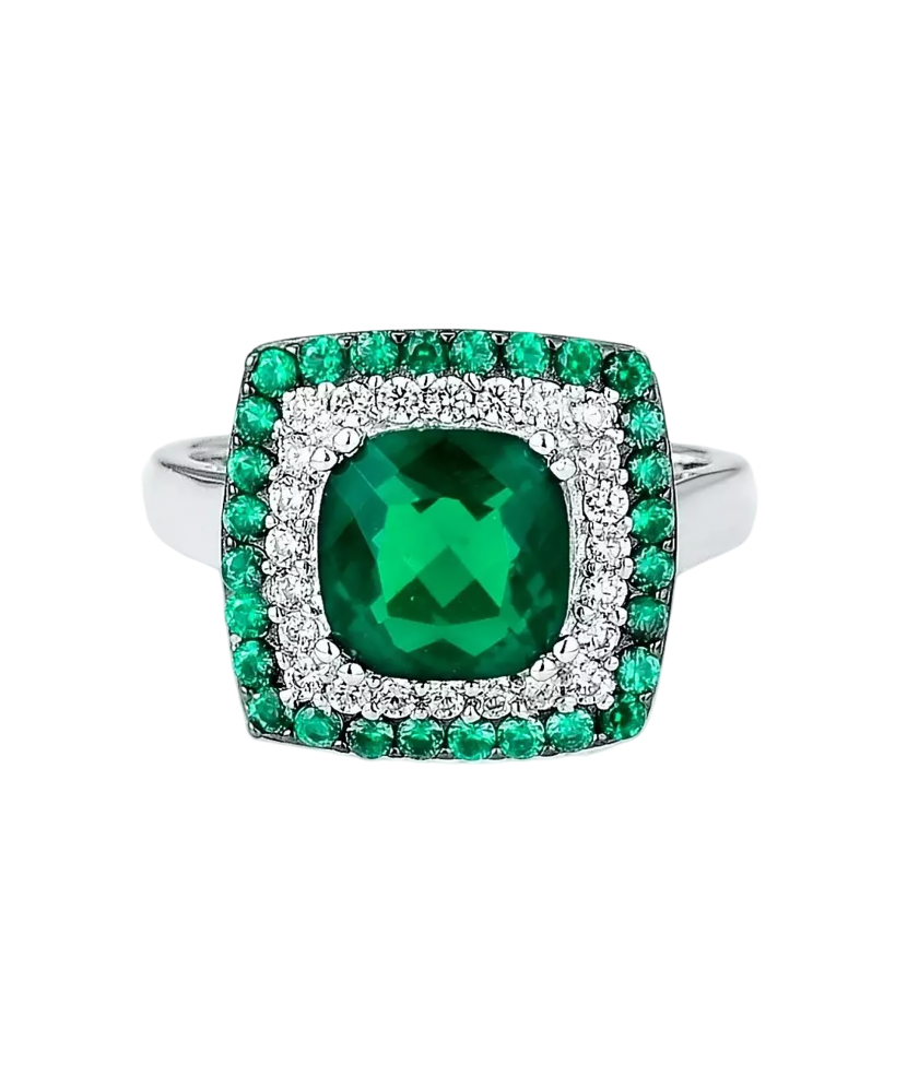 Hõbesõrmus tsirkoonidega ja spinelliga