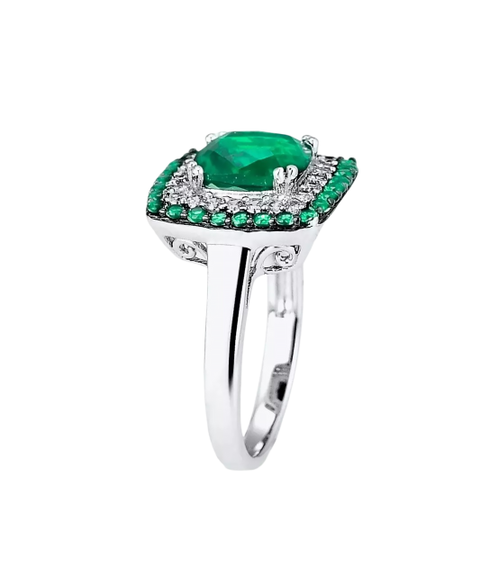 Серебряное кольцо со шпинелями и цирконами