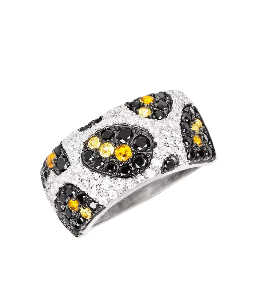 Серебряное кольцо со шпинелями и цирконами