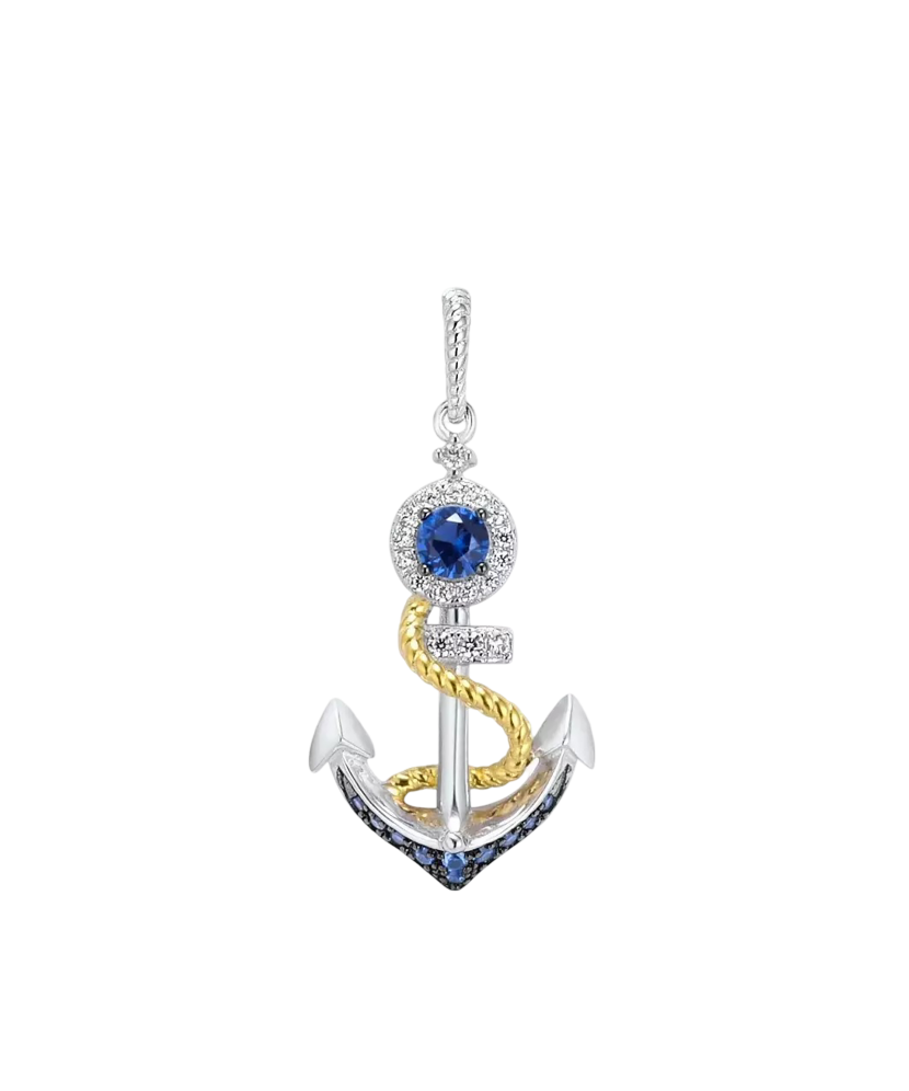 Серебряный подвеска с цирконами "Якорь"