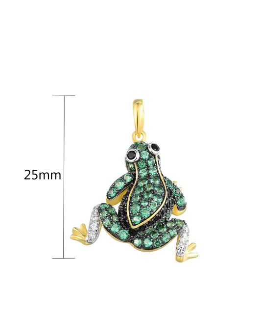 Kullatud hõbedast ripats tsirkoonidega ja spinellid "Konn"