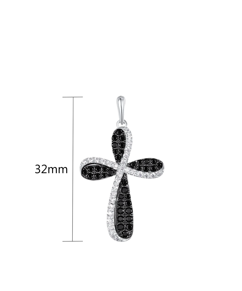 Hõbedast ripats tsirkoonidega ja spinellid "Rist"