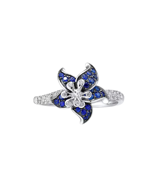 Hõbesõrmus tsirkoonidega  "Lill"