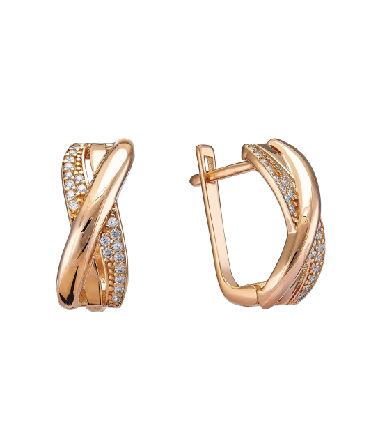 Золотые серьги с цирконами