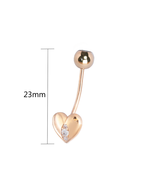 Пирсинг из золота с фианитами "Сердце"