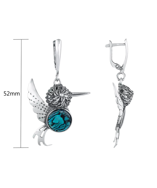 Hõbekõrvarõngad Pärlmutriga "lind"