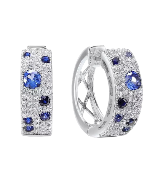 Серебряные серьги со шпинелями и цирконами