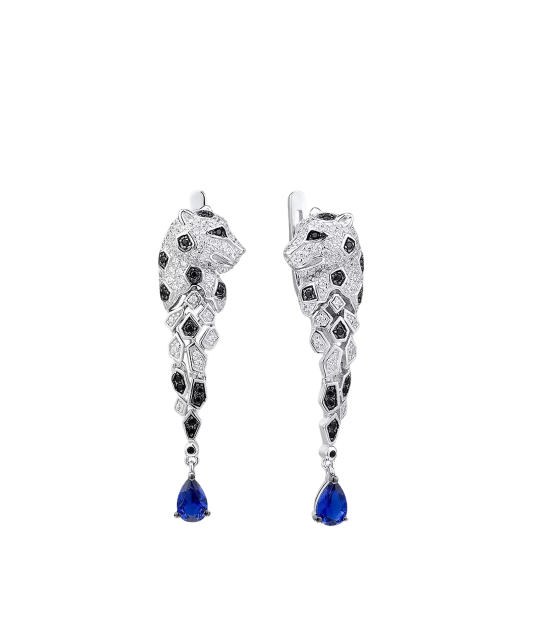 Серебряные серьги со шпинелями и цирконами