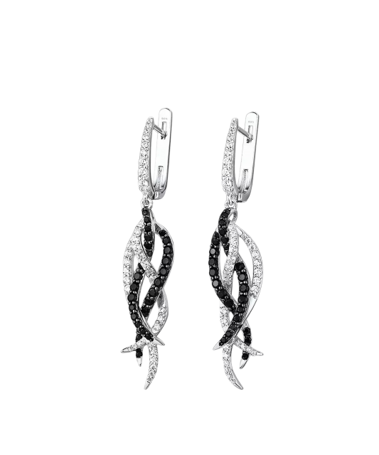 Серебряные серьги со шпинелями и цирконами